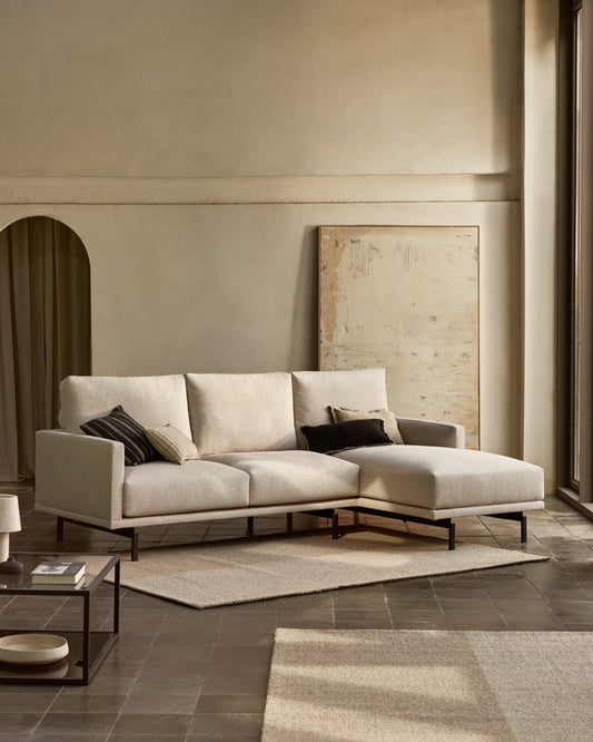 Galene 3 seater sofa with right-hand chaise longue in beige, 254 cm FSC Mix Credit