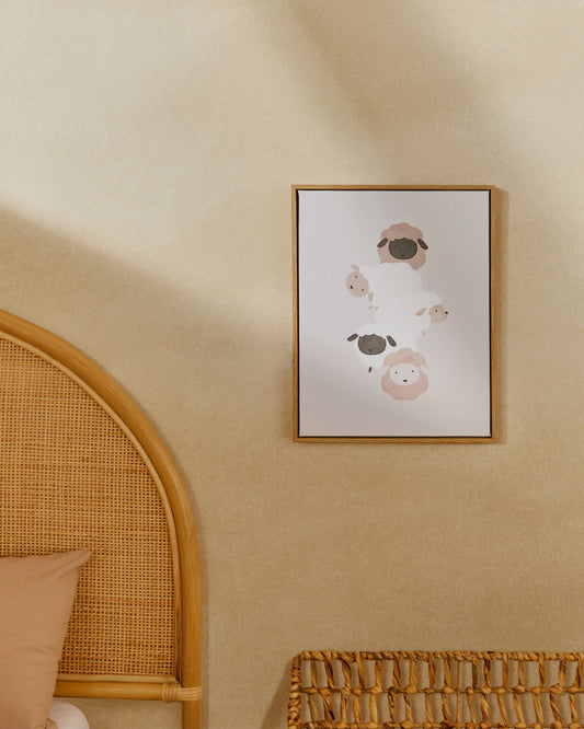 Milu picture of beige and white sheep, 40 x 30 cm