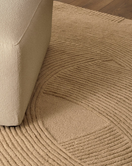 Domm beige wool rug, 160 x 230 cm