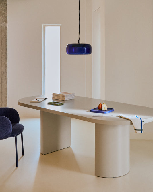 Reig blue glass ceiling lamp, Ø 38 cm