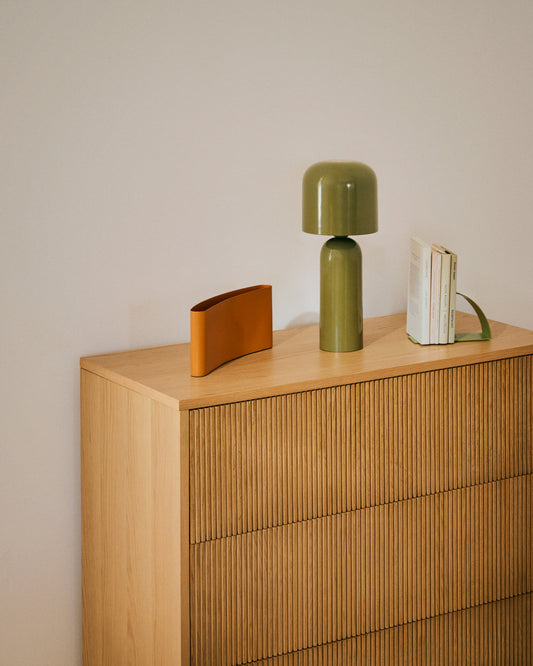 Monze table lamp in green painted metal
