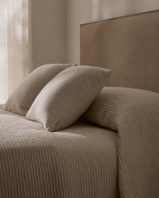 Vindi set of two ecru, 100% cotton cushion covers with fantasy stripes 50 x 50 cm