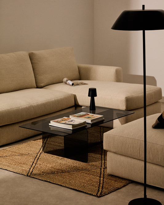 Zaren grey, tempered-glass coffee table, 120 x 60 cm