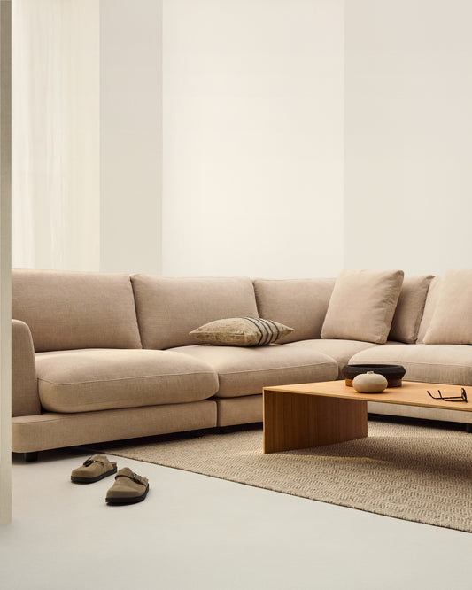 Gala 6-seater corner sofa in beige chenille FSC Mix Credit 300 x 300cm
