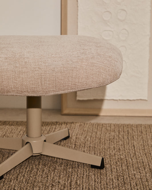 Teryl beige chenille footrest with grey-finished metal, FSC 100%