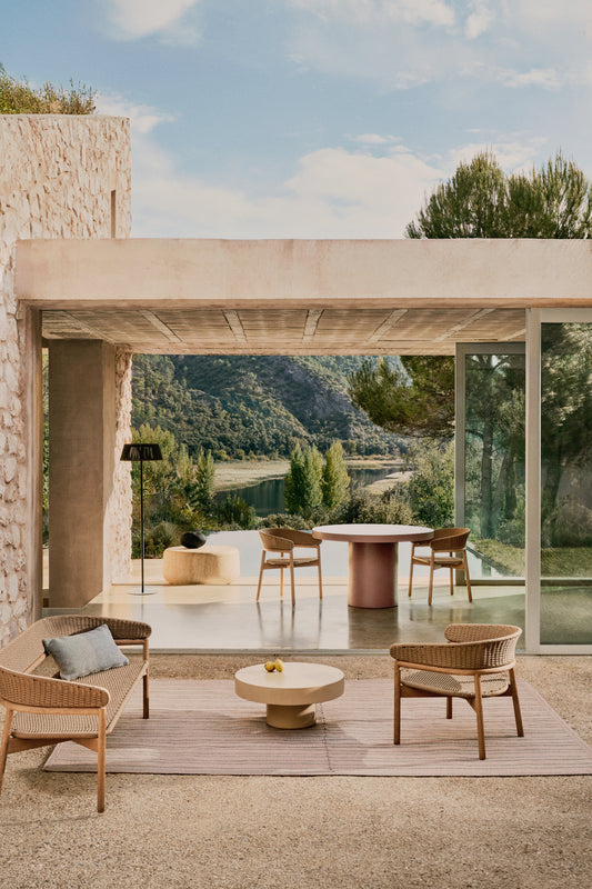 Arinella chair in FSC 100% solid acacia wood with natural finish and beige rope cord