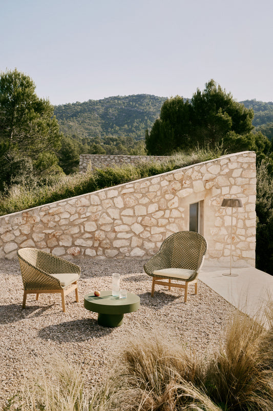 Olbia armchair made of synthetic rattan and FSC 100% solid teak wood