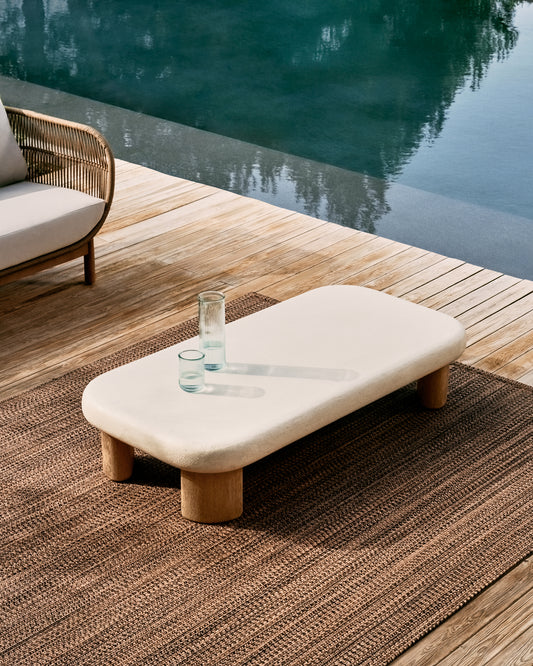 Labra coffee table in cement and acacia wood 140 x 70 cm FSC 100%