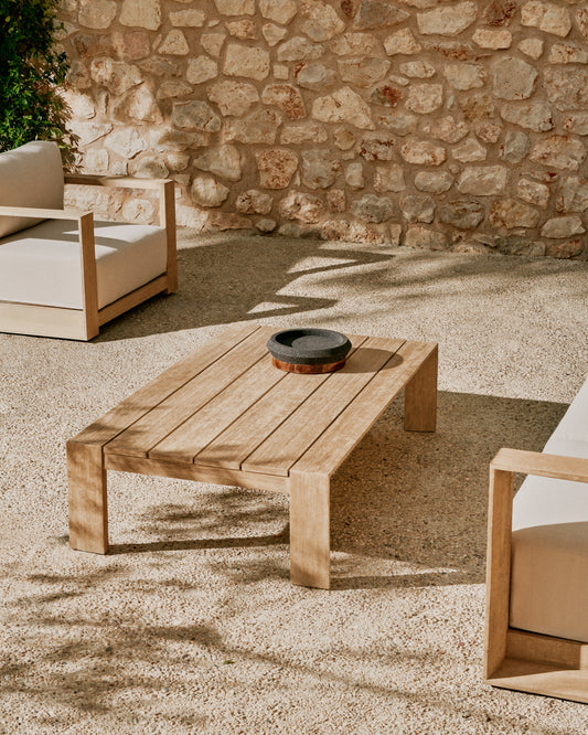 Ambra coffee table in solid acacia wood with light finish 82.5 x 140cm FSC 100%