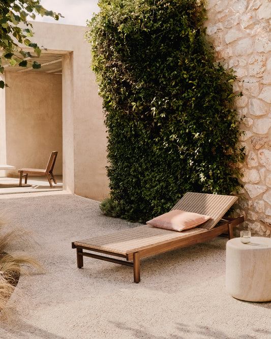 Itani sun lounger in FSC 100% solid acacia wood and synthetic rattan