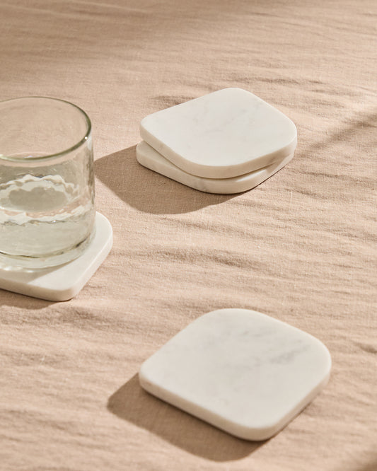 Zera set of 4 white marble coasters
