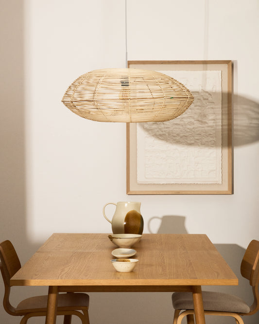 Flaro rattan ceiling lamp shade with light finish Ø70cm