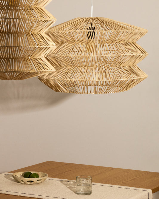 Dakit ceiling lamp shade in rattan with light finish 60 x 39cm