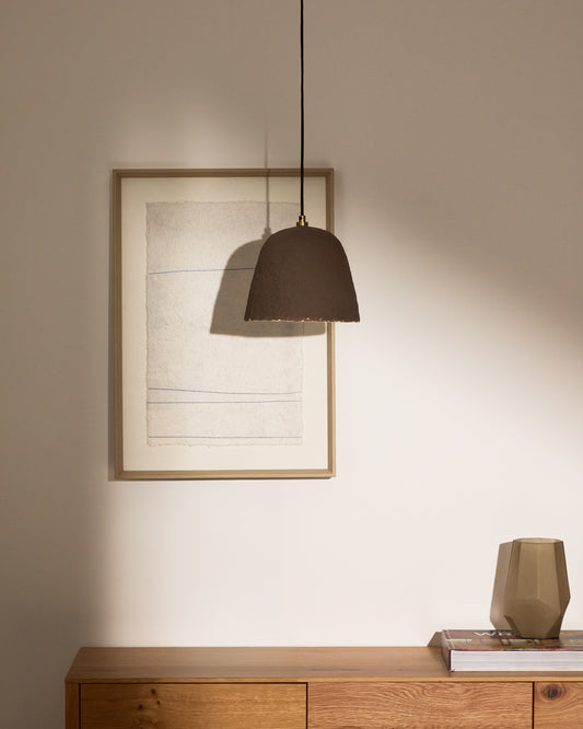 Lisora ceiling lamp in brown papier-mâché Ø25cm