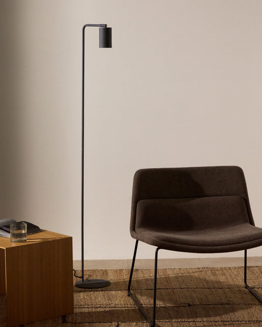 Manie metal floor lamp with black cast-iron-effect finish