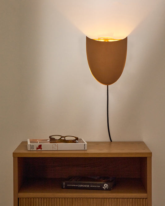 Nibla wall-mounted light fixture in terracotta-effect metal