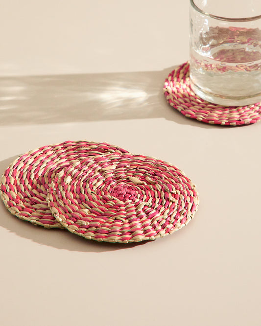 Rivela set of 4 red seagrass coasters