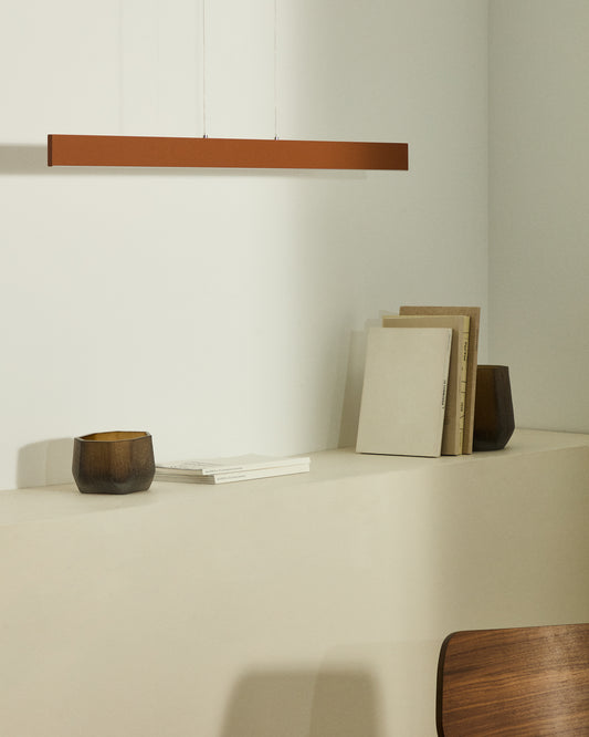 Boadella aluminium ceiling lamp with terracotta painted finish