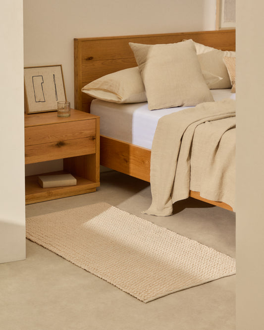 Runner rug Mascarell white cotton and polyester 70 x 140 cm