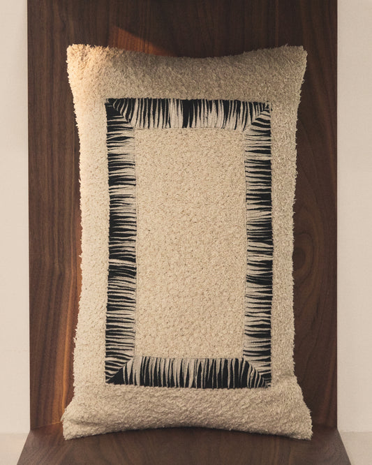 Enari beige and black cotton cushion cover 50 x 30cm