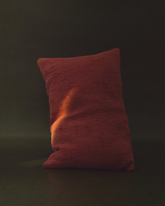 Velina cushion cover in red washed linen jacquard with floral design 30 x 50 cm
