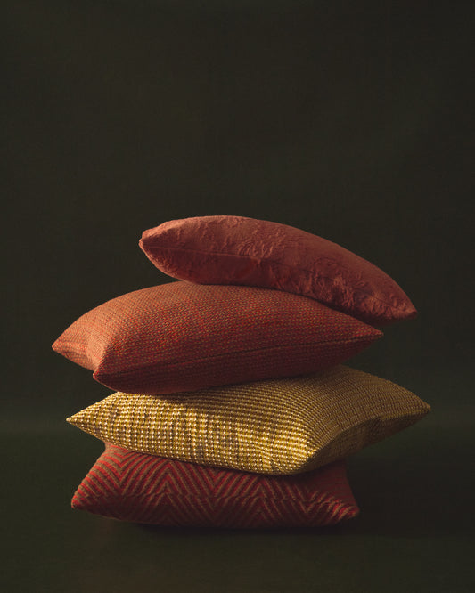 Nuval cushion cover in mustard structured fabric 50 x 50 cm