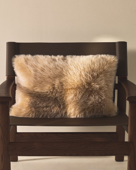 Lisara ecru two-tone faux-fur cushion cover 40 x 60cm