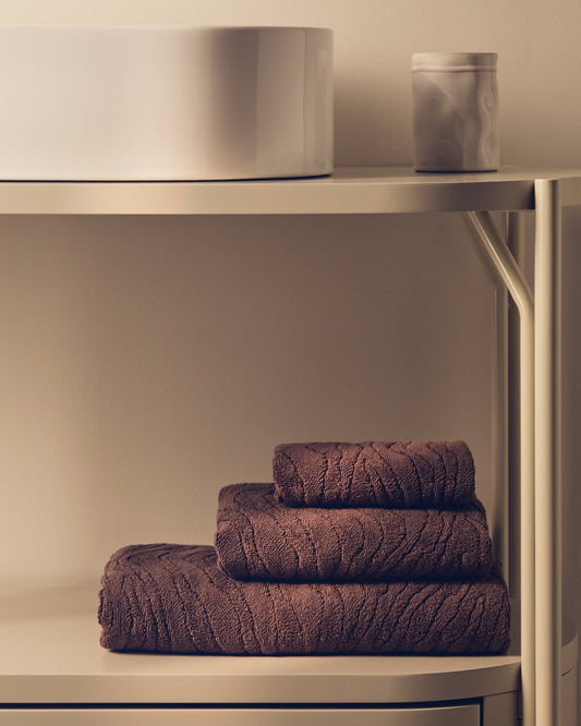 Dalira 100% cotton dark brown zebra jacquard hand towel 50 x 90cm