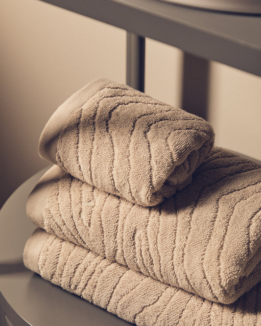 Dalira 100% cotton beige zebra jacquard hand towel 50 x 90cm