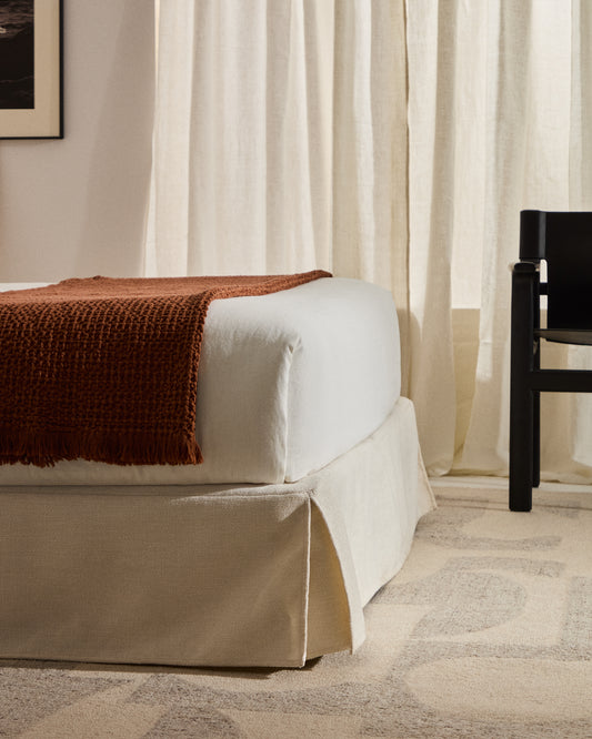 Jaira base cover in white chenille for 160 x 200cm bed