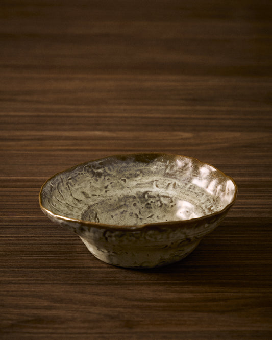 Alenia deep plate in grey ceramic