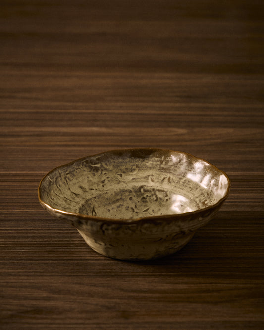 Alenia deep plate in brown ceramic