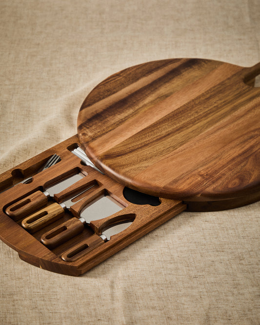 Blera cheese board and cutlery set in acacia wood FSC 100%