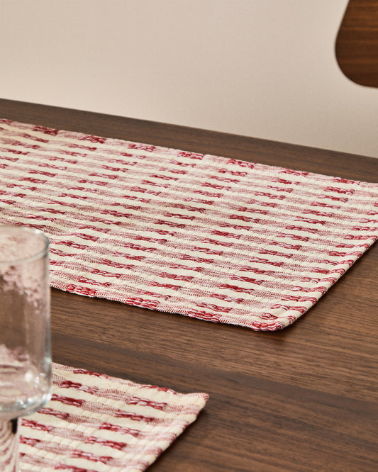 Coren set of 2 placemats in contrasting red 100% cotton jacquard 35 x 50cm