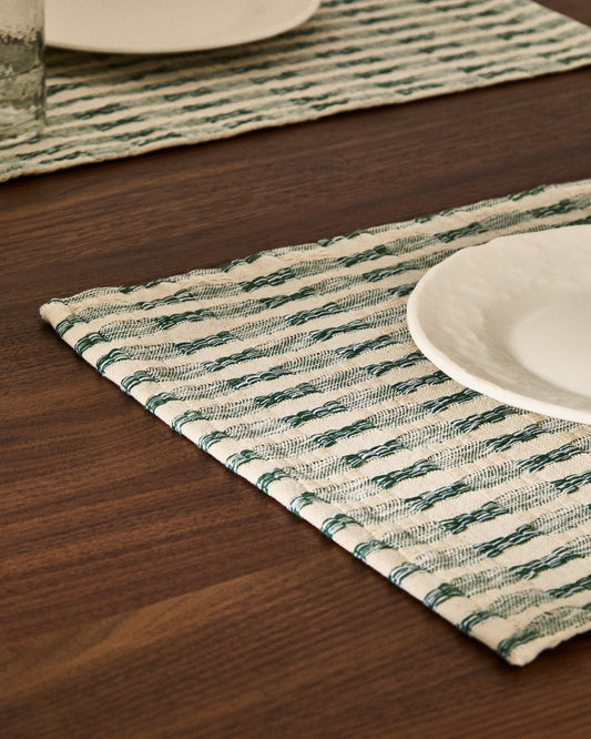 Coren set of 2 placemats in contrasting green 100% cotton jacquard 35 x 50cm
