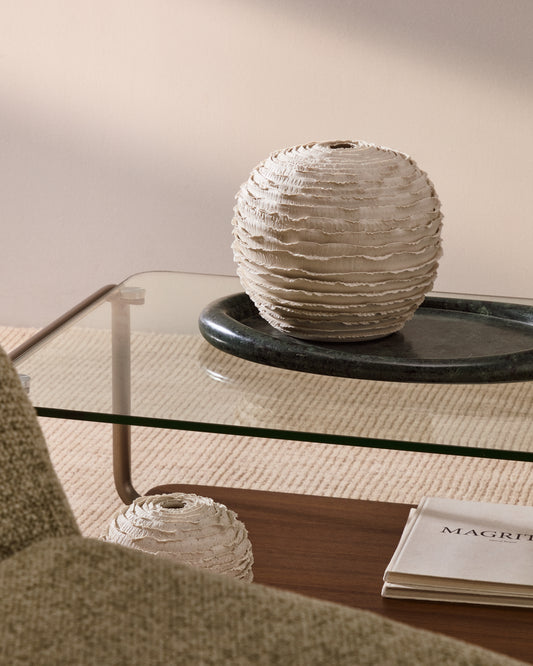Evania vase in beige ceramic 21 cm