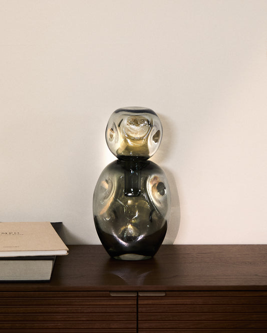 Olivet grey glass vase 32.5 cm