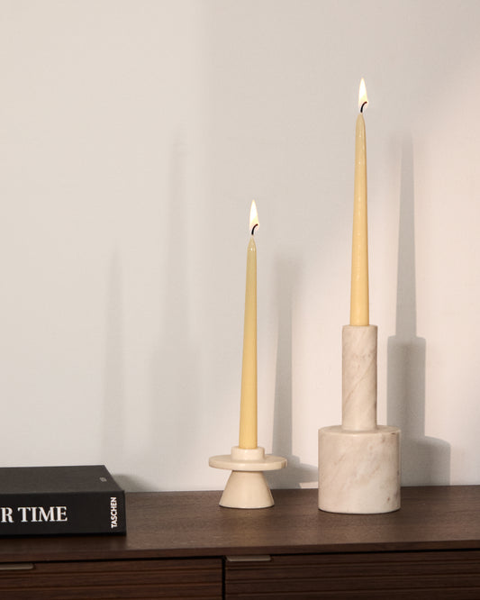 Zalvori white marble candle holder 23cm