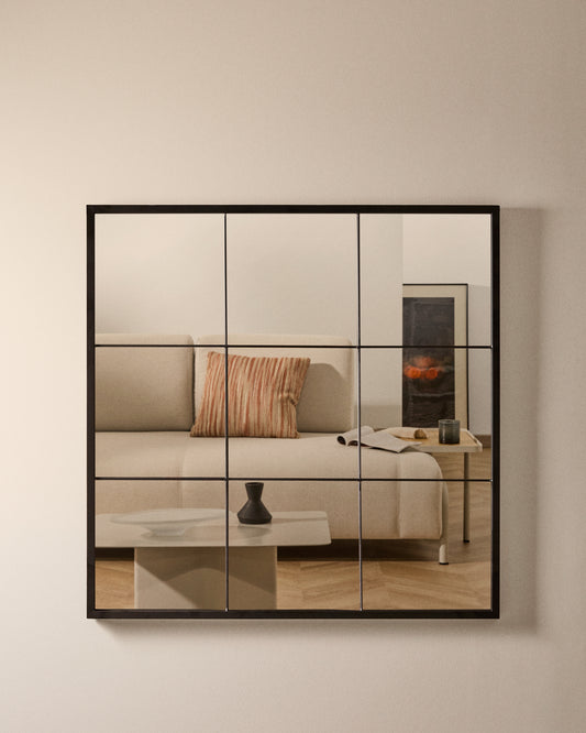 Ulrica black metal wall mirror 80 x 80 cm