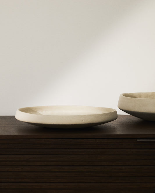 Mireni papier-mâché centrepiece beige Ø 29 cm