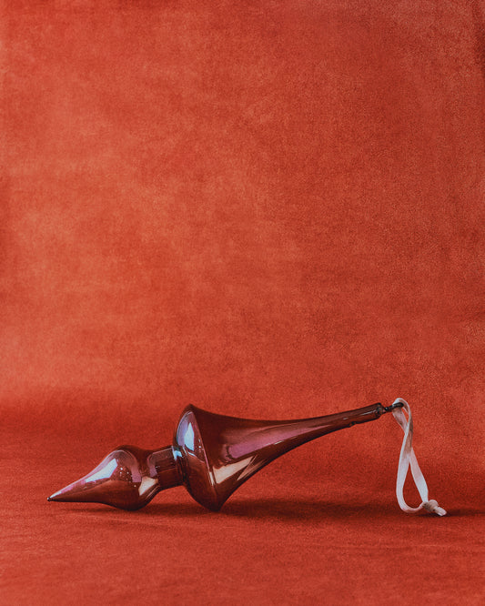 Talnea set of 2 brown recycled glass hanging ornaments 29,5 cm