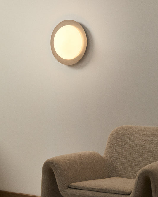 Novae ceiling lamp in light grey brushed metal and frosted glass Ø 40 cm