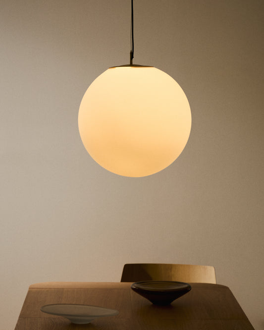 Brisia metal ceiling lamp with brushed brass finish and 1 frosted glass ball Ø50cm