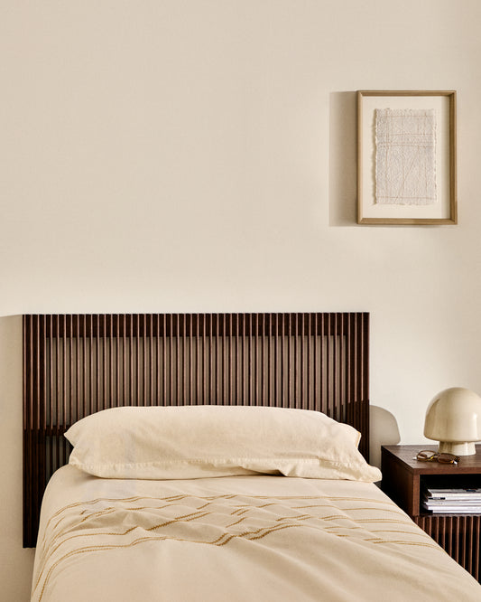 Beyla solid ash wood headboard with walnut finish for 90cm bed FSC 100%
