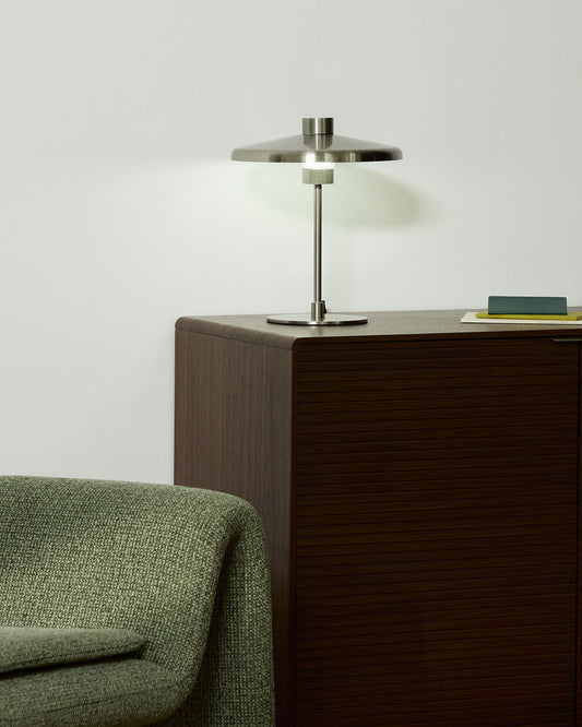 Nuvira table lamp in light grey brushed metal