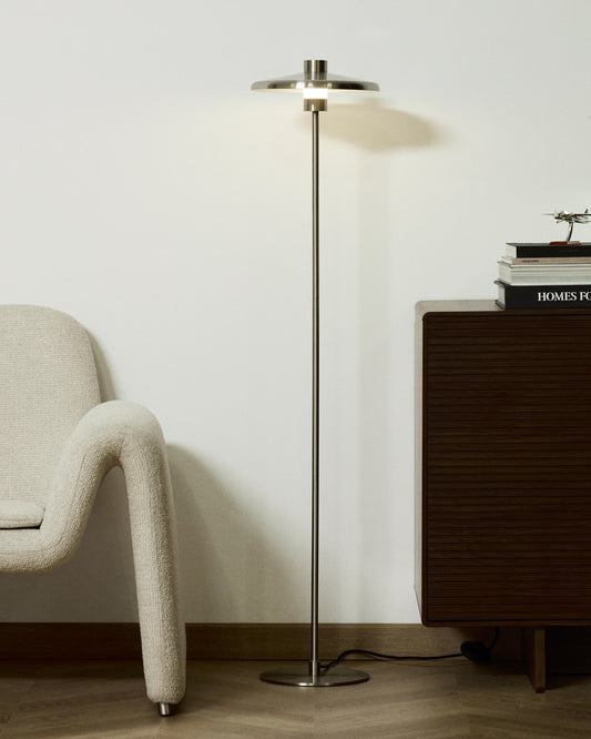 Nuvira floor lamp in light grey brushed metal