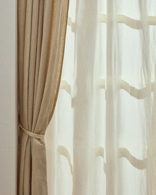 Nolira ecru cotton and linen curtain 140 x 270cm