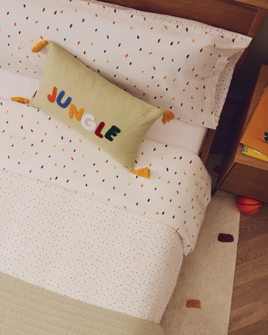 Epifania duvet cover and pillowcase set in cotton percale with multicolour print for 70cm bed