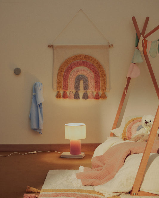 Bianella cotton and pink corduroy table lamp