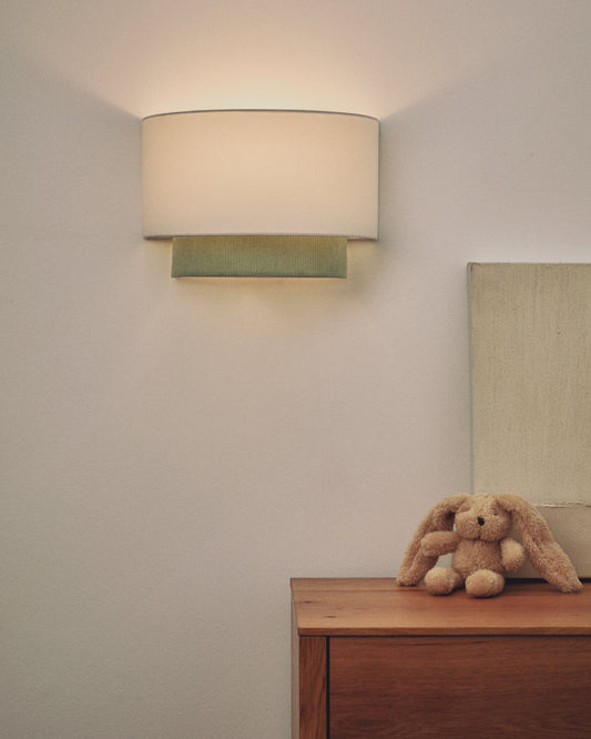 Bianella cotton and turquoise corduroy wall light Ø 40cm
